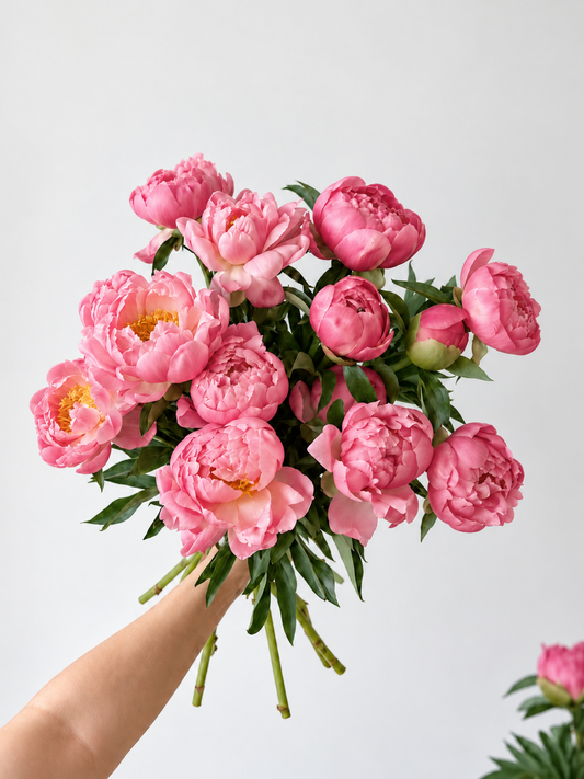 Coral pink peony bouquet - Five Petals Florist Newcastle