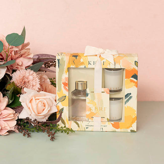 Fragrance Candle & Diffuser Gift Set Rose & Water Lily