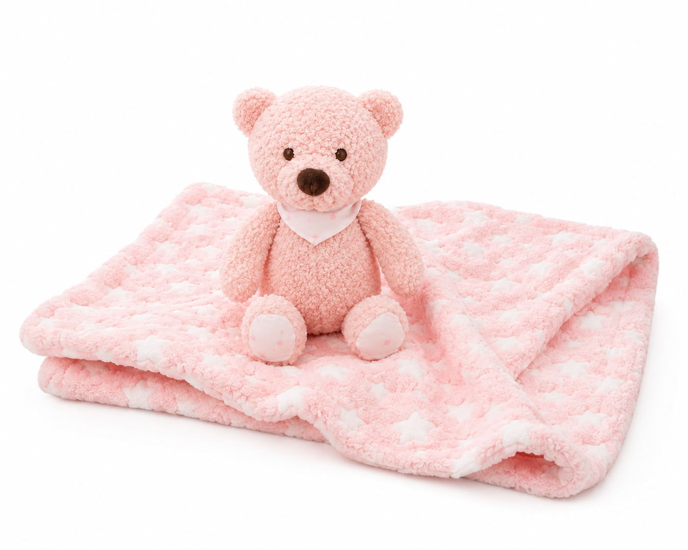 Jamie Teddy Bear Gift Pack Bear and Blanket Pink (23cmST)