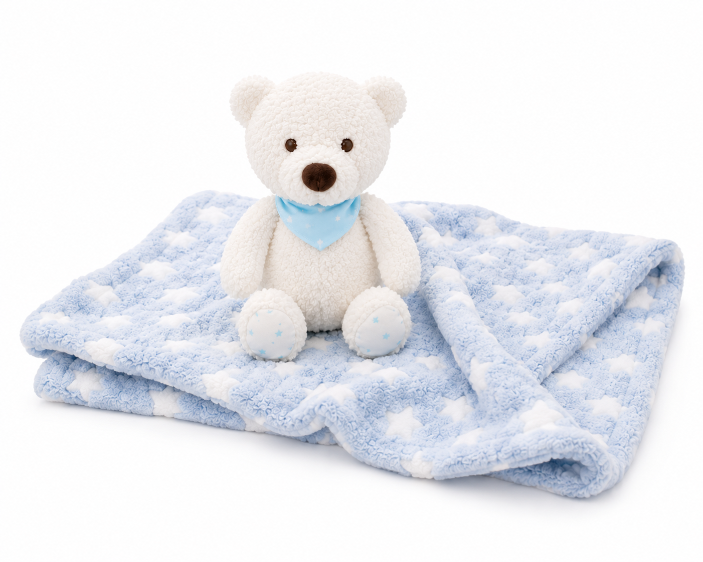 Jamie Teddy Bear Gift Pack Bear and Blanket Blue (23cmST)